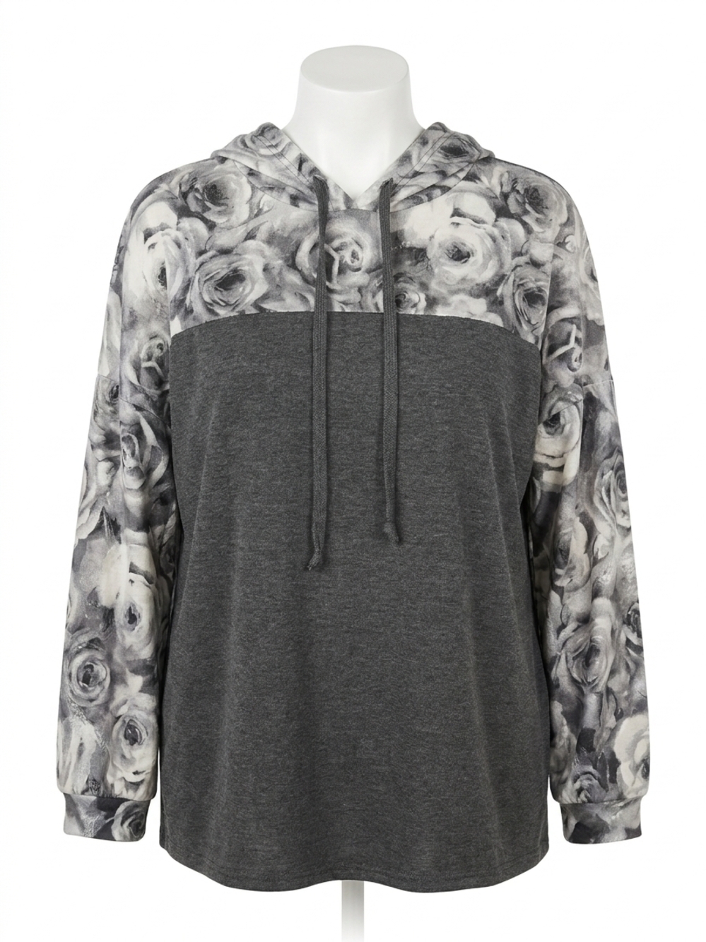 NEW HONEYME faux snakeskin rose hoodie in charcoal